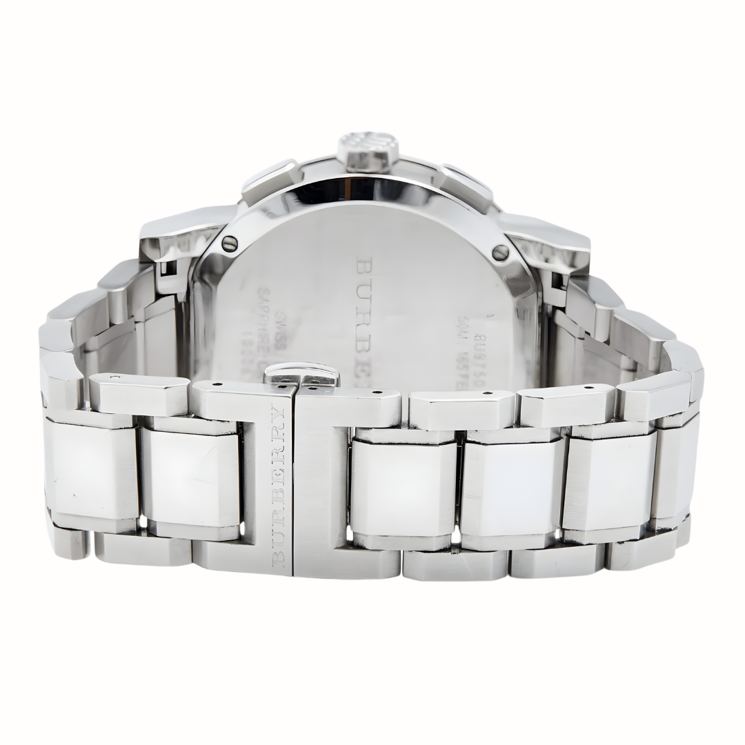 Burberry BU9750 The City Montre unisexe chronographe argentée