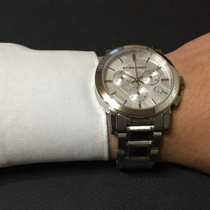 Burberry BU9750 The City Unisex Silver Chronograph Watch - SJR London Timepiece