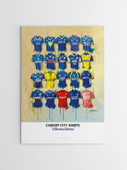 Cardiff City FC Shirts - A2 Signed Limited Edition Prints