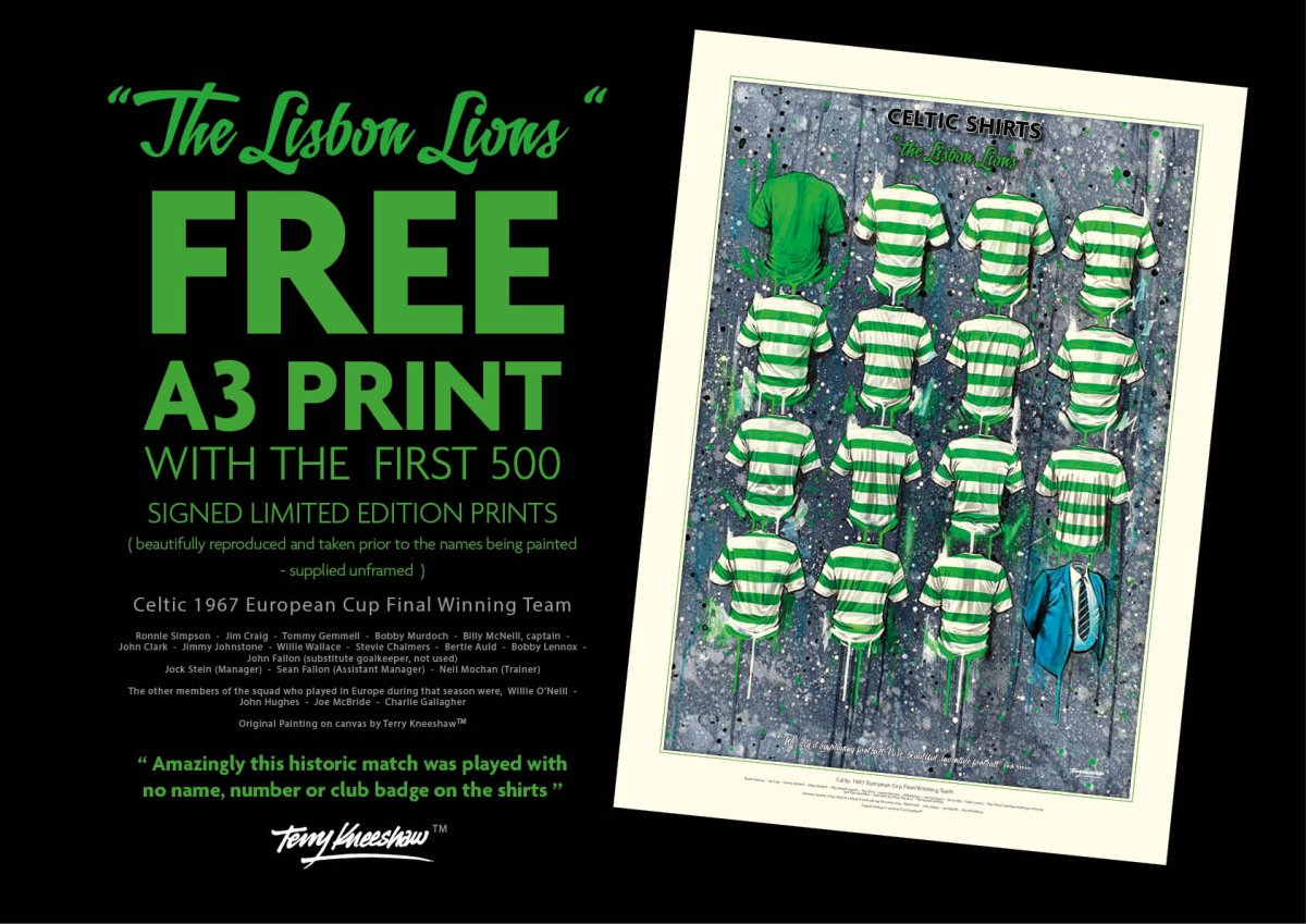 Celtic Lisbon Lions football shirt A3 framed print