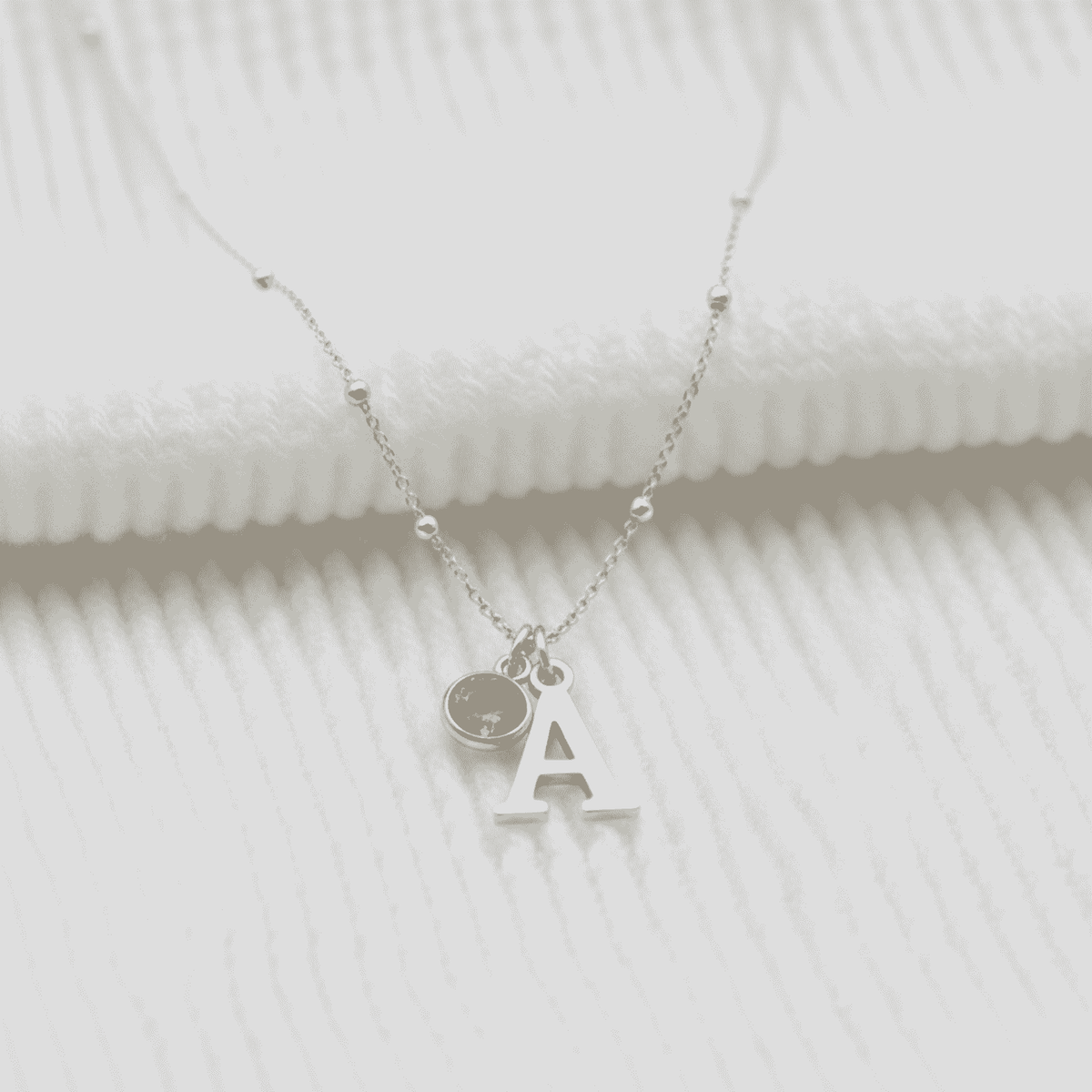 Personalised November Birthstone and Initial Necklace