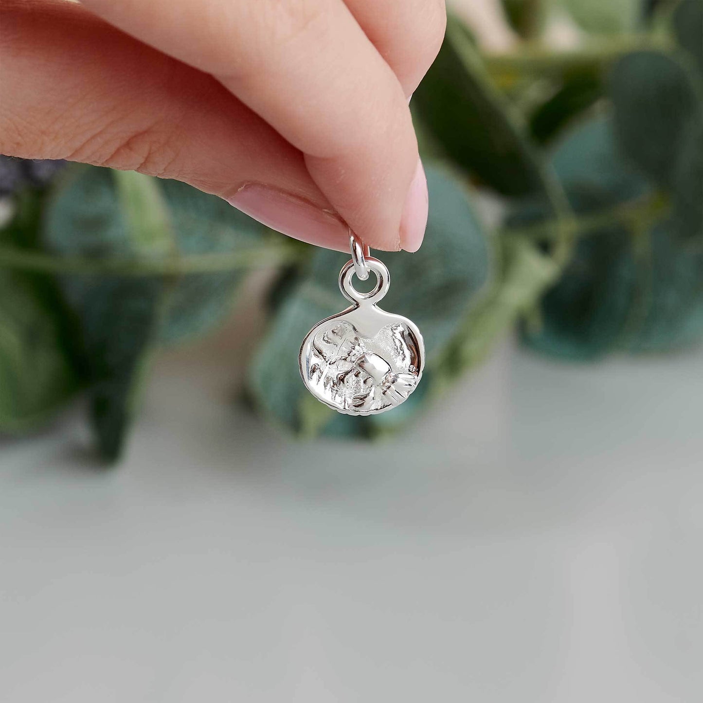 Clam Shell & Crab Silver Charm
