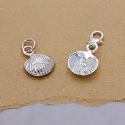 Clam Shell & Crab Silver Charm