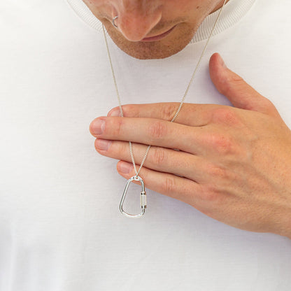 Climbing Carabiner Silver Necklace