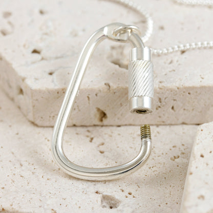 Climbing Carabiner Silver Necklace