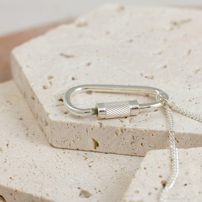 Climbing Carabiner Silver Necklace