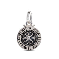 Travel Safe Compass Personalised Silver Charm