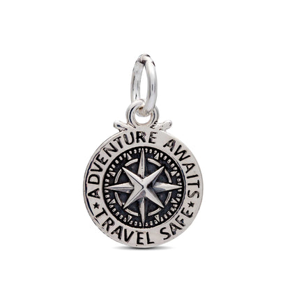 Travel Safe Compass Personalised Silver Charm