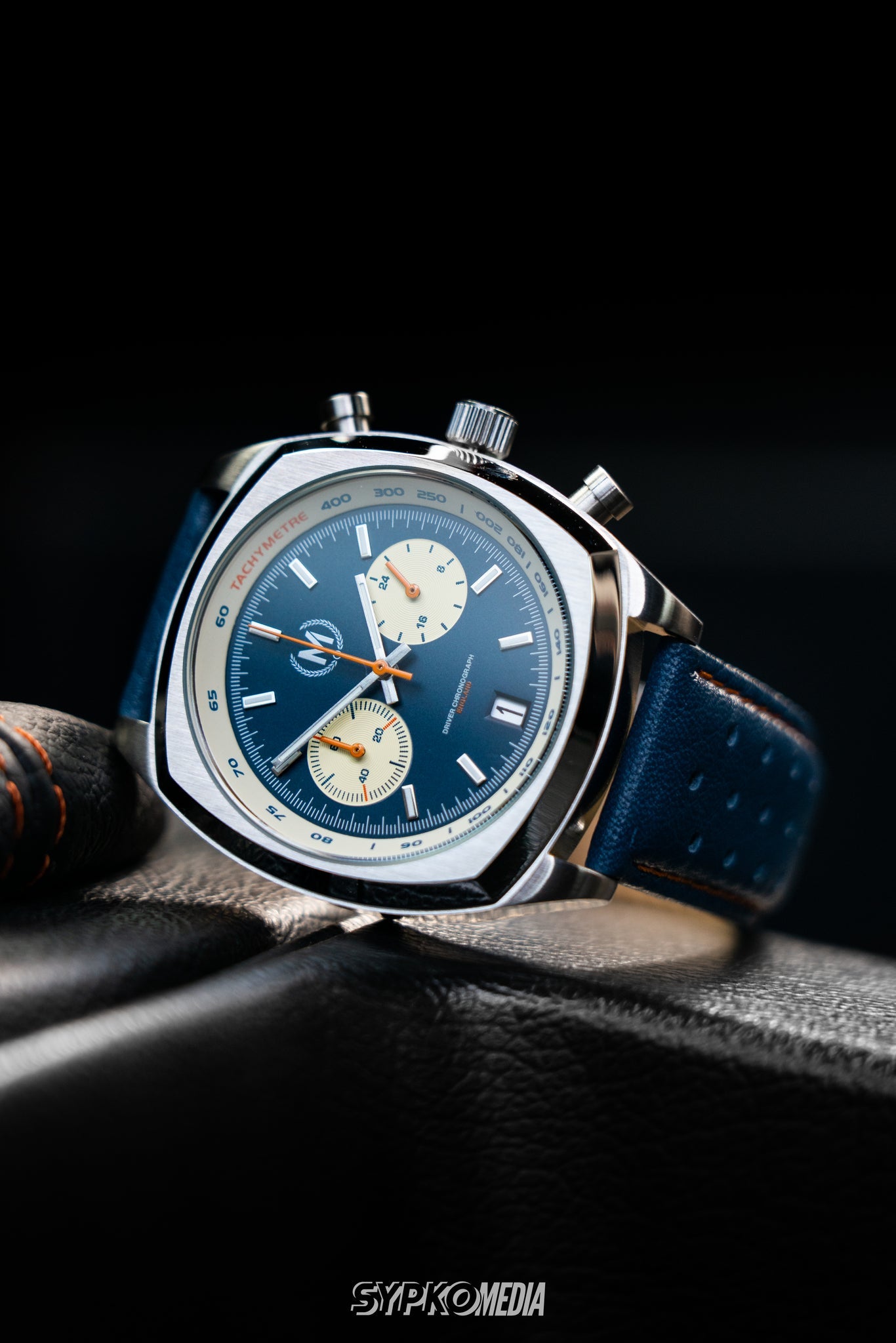 Blue And Orange Leather Rally Watch Strap - SJR London Timepiece