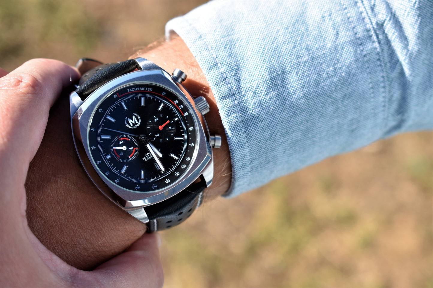 Black Leather Rally Watch Strap - SJR London Timepiece