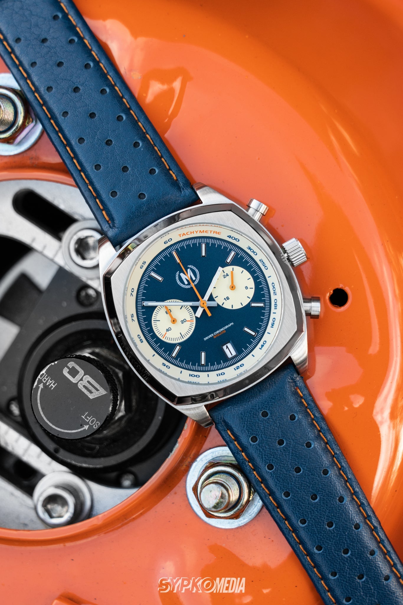 Blue And Orange Leather Rally Watch Strap - SJR London Timepiece