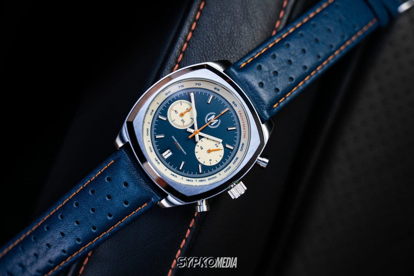 Blue And Orange Leather Rally Watch Strap - SJR London Timepiece