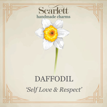Daffodil Flower Silver & Solid Gold Charm