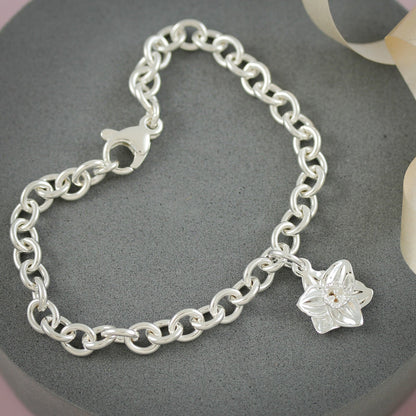 Daffodil Flower Silver Charm