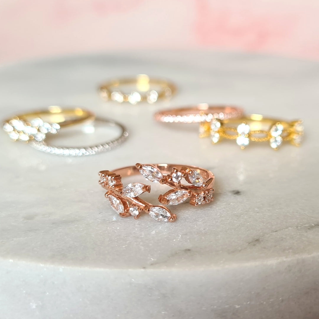 Bague feuille ajustable en or rose