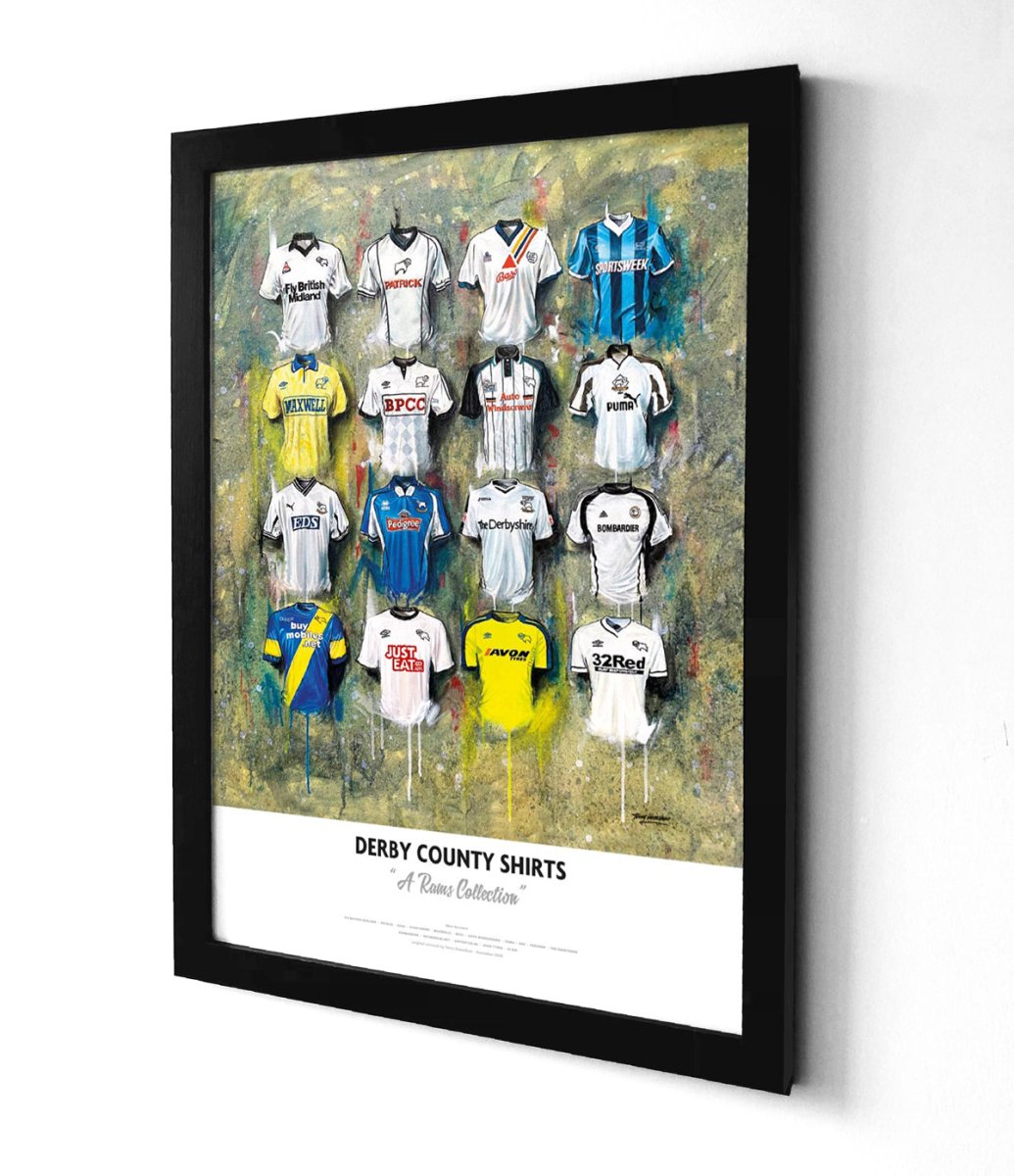 Derby County FC Shirts - A2 Signed Limited Edition Prints