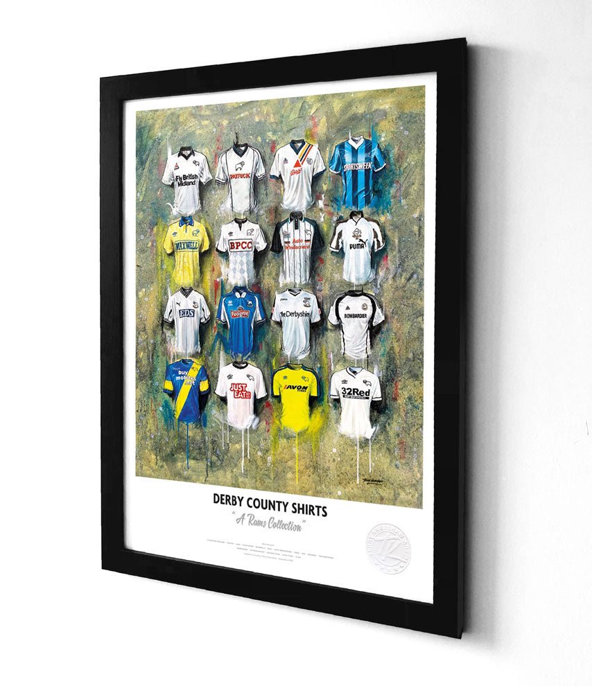 Derby County A3 Framed Print – Iconic Rams Shirt Wall Art