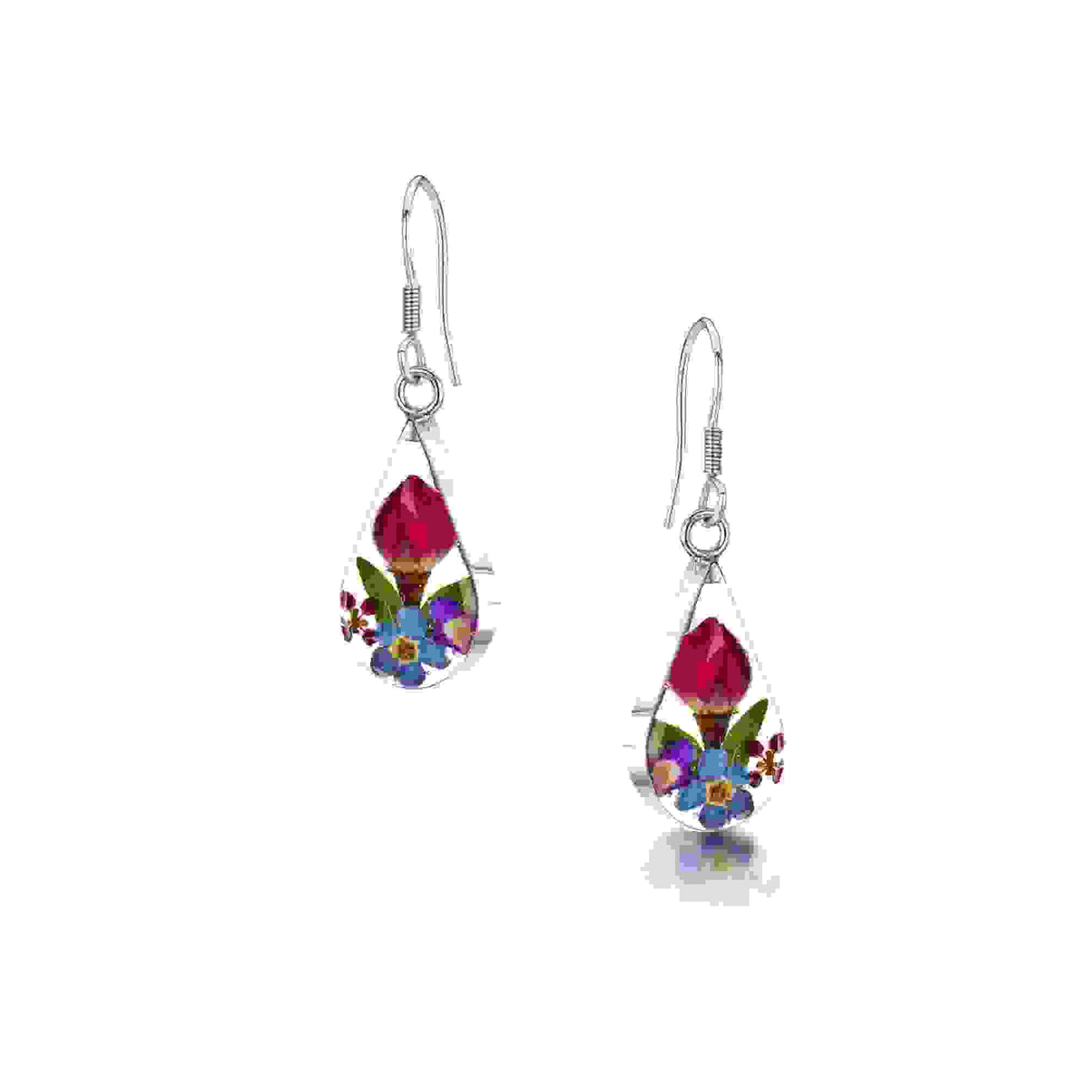 Mixed Flower Teardrop Dangle Drop Earrings
