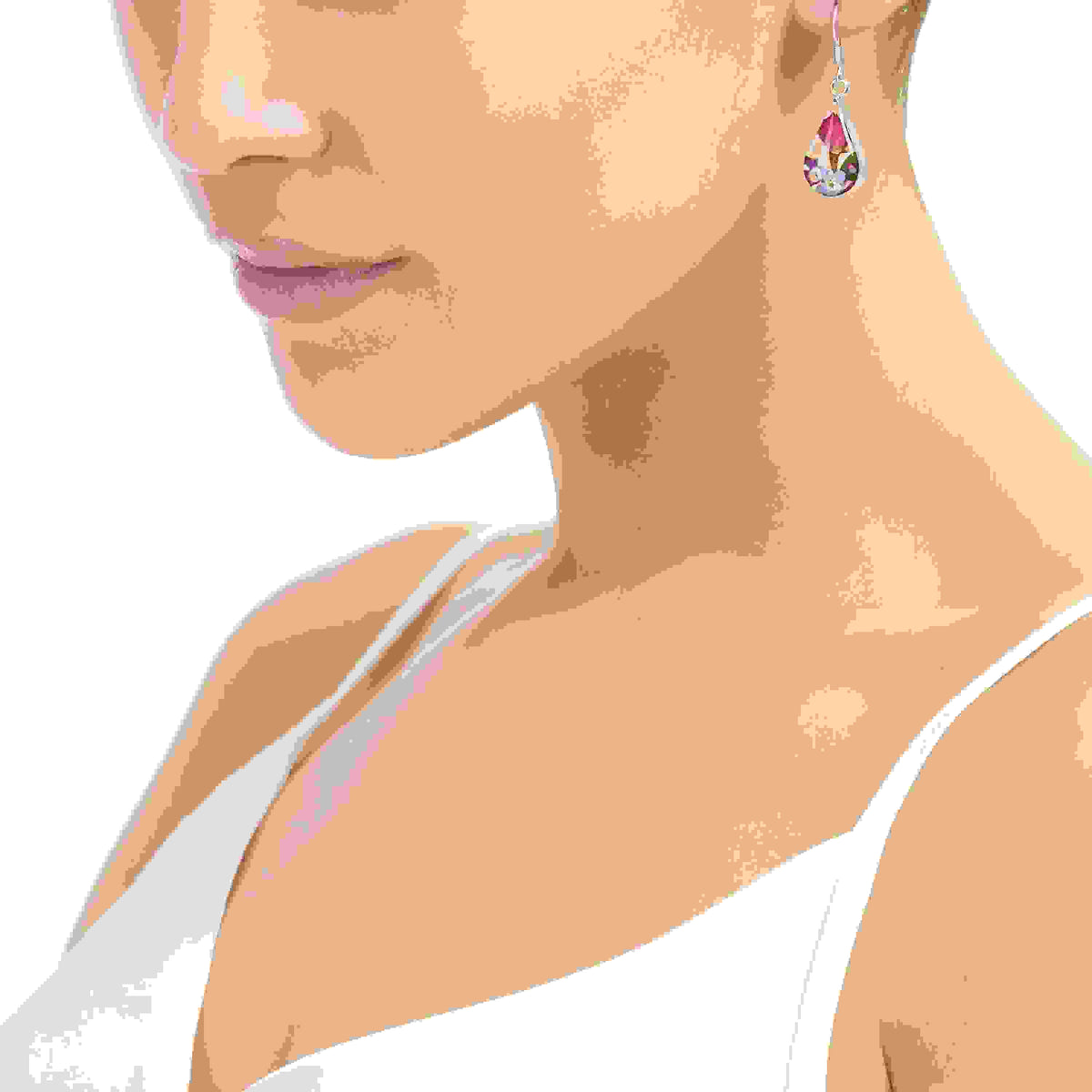 Mixed Flower Teardrop Dangle Drop Earrings