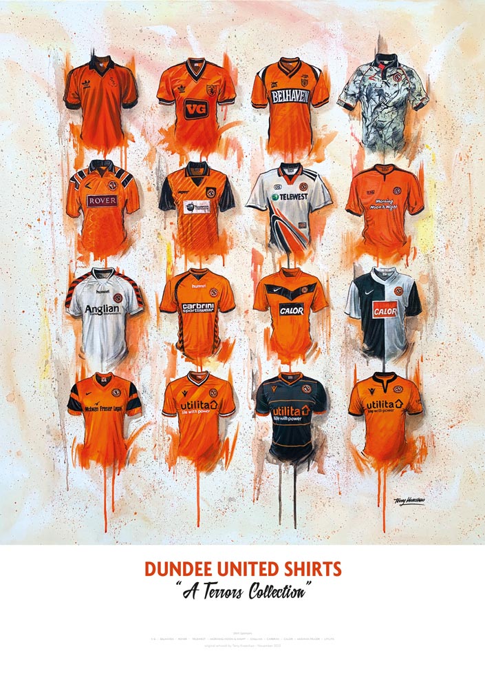Dundee United FC Shirts - A2 Signed Limited Edition Prints