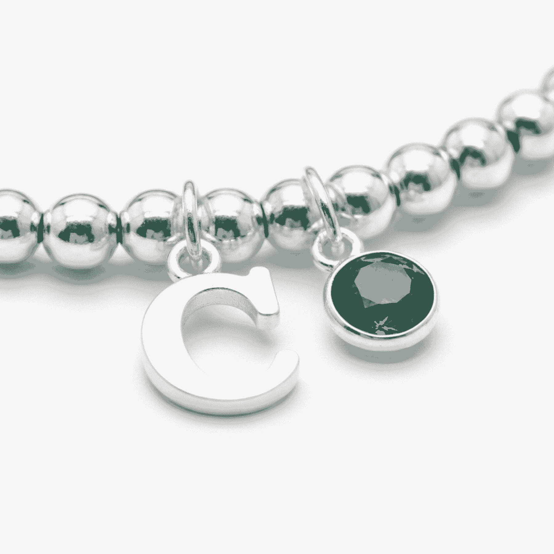 Personalised May Birthday Initial Letter & Birthstone Bracelet