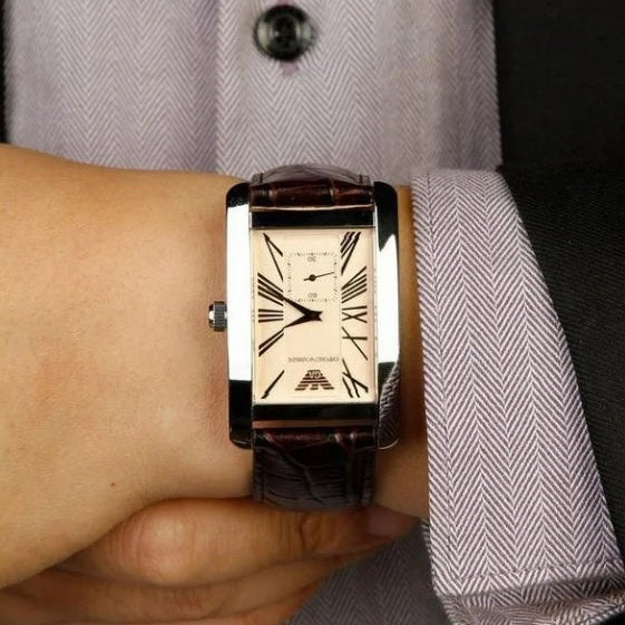 Emporio Armani AR0154 Classic Men's Rectangular Beige Watch - SJR London Timepiece
