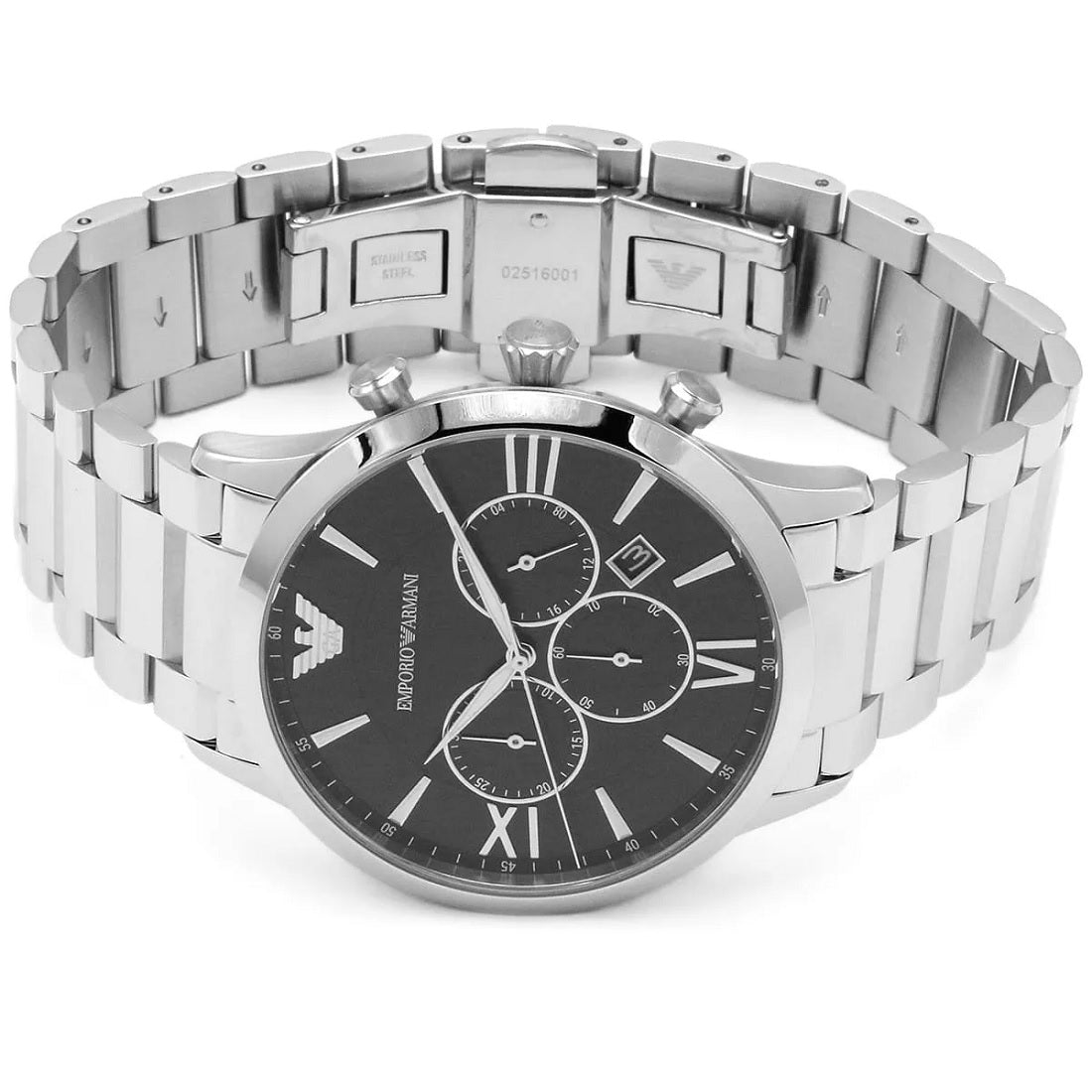 Emporio Armani AR11208 Giovanni Men's Silver & Black Watch - SJR London Timepiece