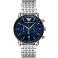 Montre Emporio Armani AR11238 Aviator pour homme, argentée et bleue