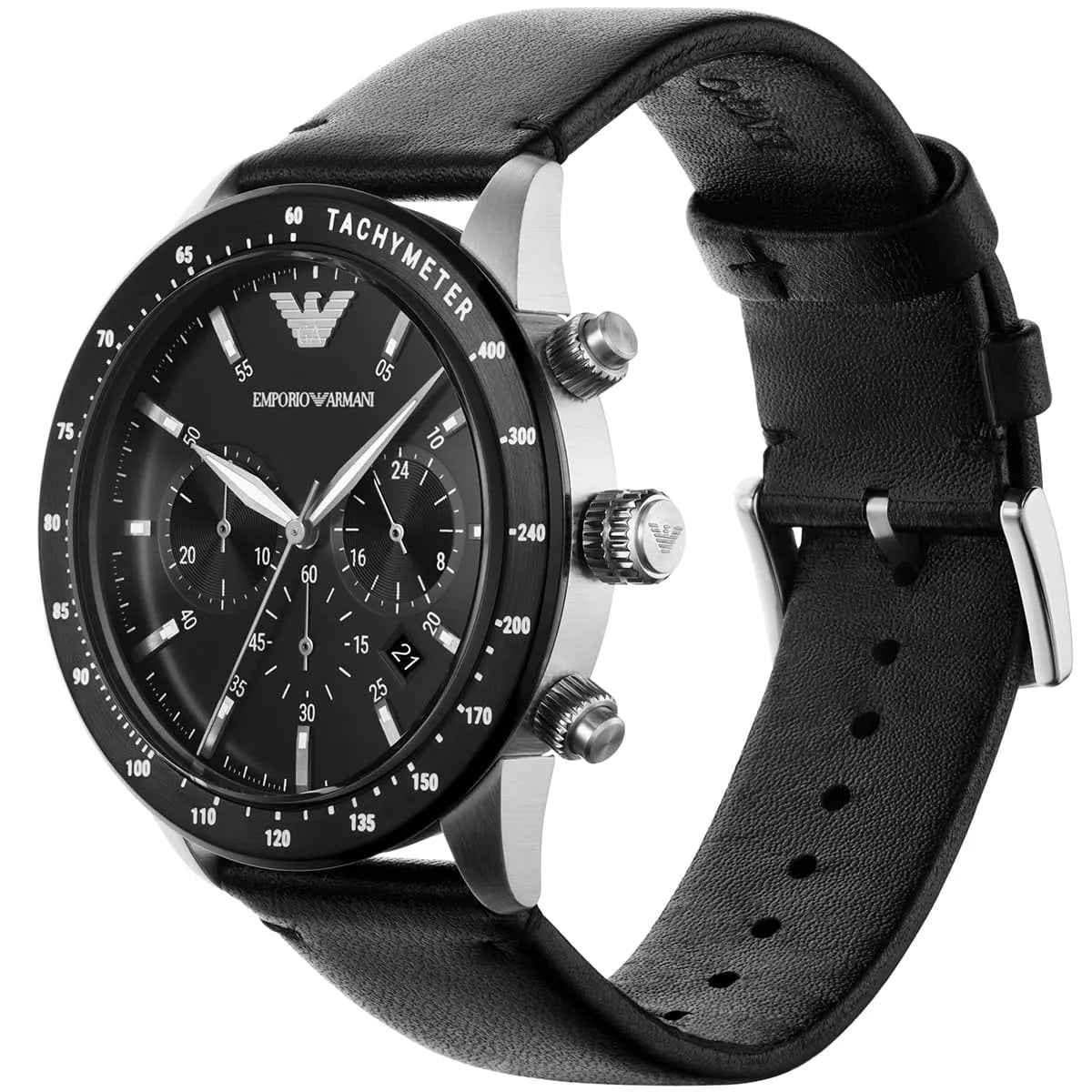 Emporio Armani AR11243 Mario Men's Silver & Black Watch - SJR London Timepiece