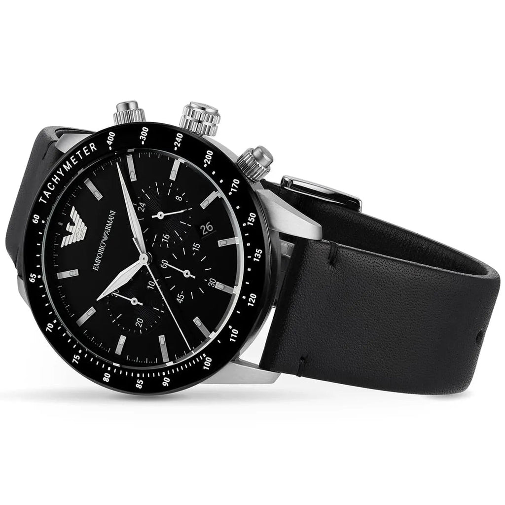 Montre Emporio Armani AR11243 Mario pour homme argent et noir