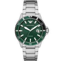 Emporio Armani AR11338 Men's Diver Style Silver & Green Watch - SJR London Timepiece