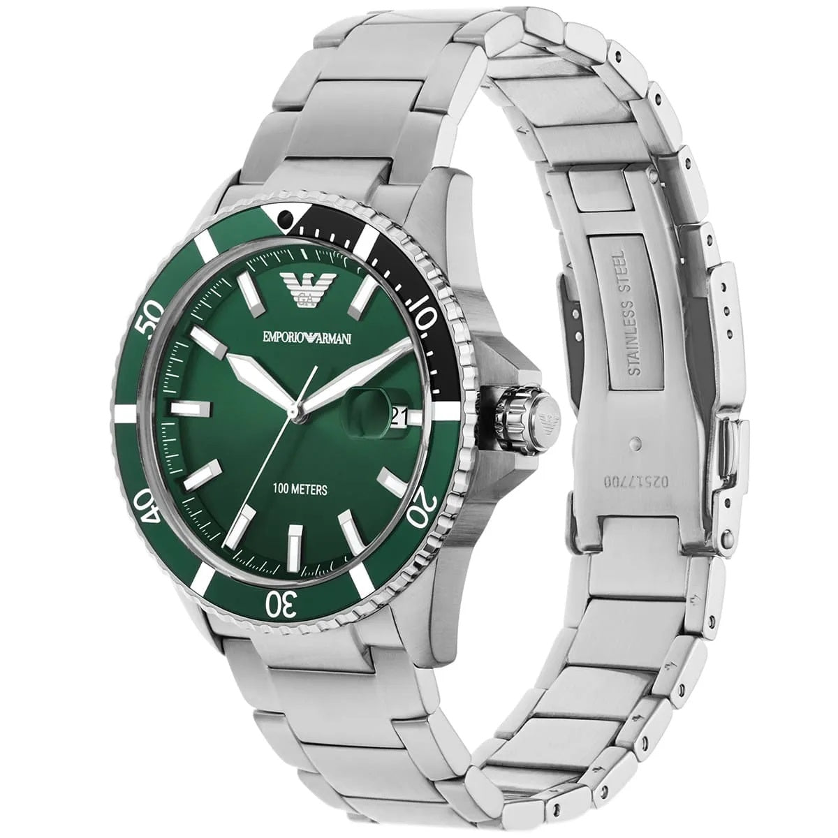 Emporio Armani AR11338 Men's Diver Style Silver & Green Watch - SJR London Timepiece