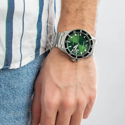 Emporio Armani AR11338 Men's Diver Style Silver & Green Watch - SJR London Timepiece