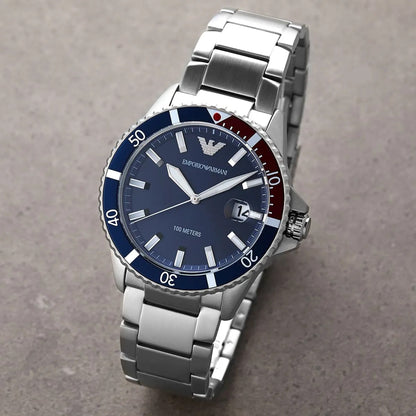 Emporio Armani AR11339 Men's Diver Style Silver & Blue Watch - SJR London Timepiece