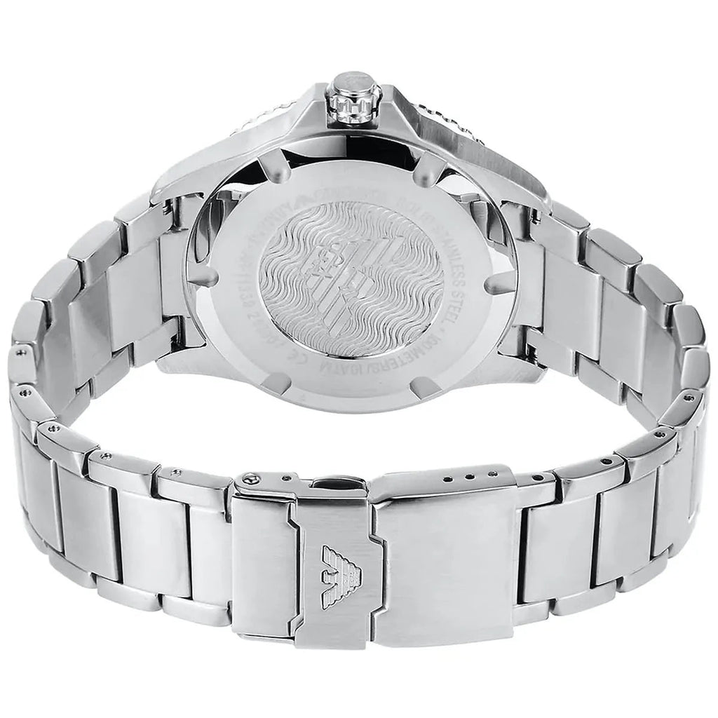 Montre Emporio Armani AR11339 pour homme, style plongeur, argent et bleu