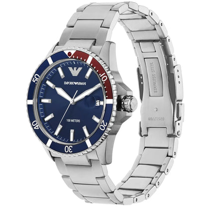 Emporio Armani AR11339 Men's Diver Style Silver & Blue Watch - SJR London Timepiece