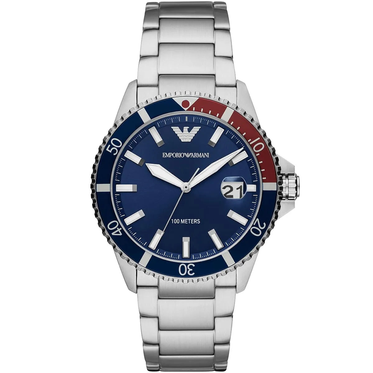 Emporio Armani AR11339 Men's Diver Style Silver & Blue Watch - SJR London Timepiece