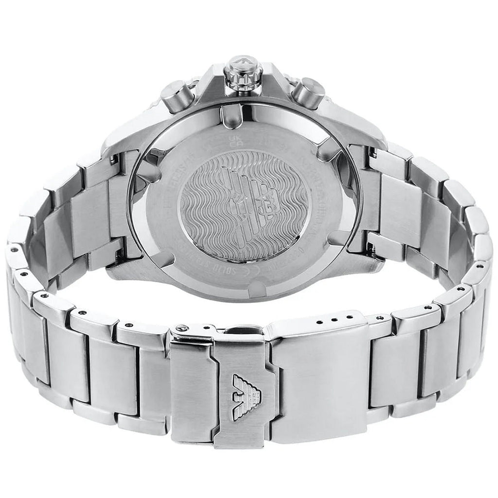 Montre Emporio Armani AR11360 homme style plongeur argent et noir