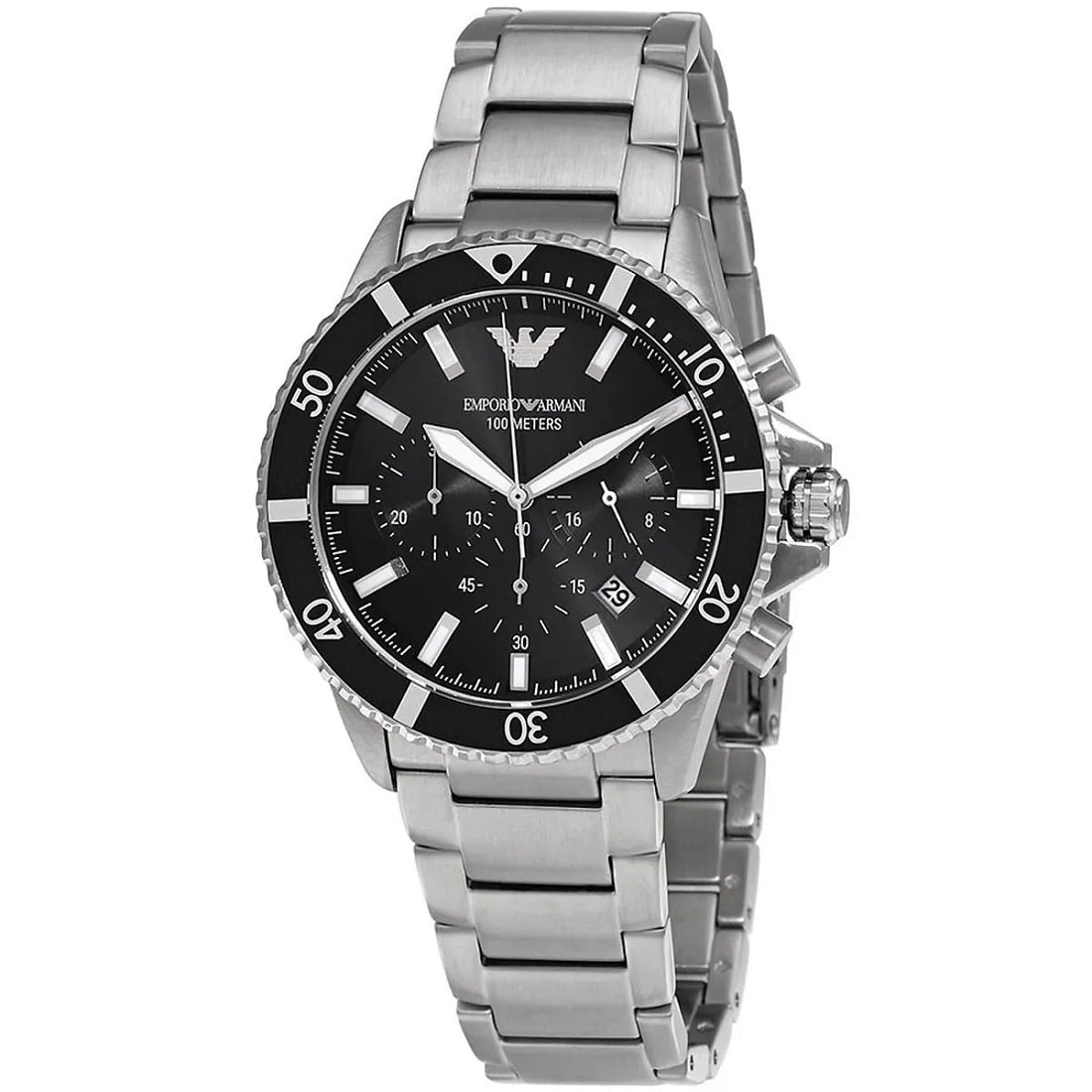 Emporio Armani AR11360 Men's Diver Style Silver & Black Watch - SJR London Timepiece