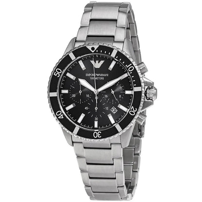 Emporio Armani AR11360 Men's Diver Style Silver & Black Watch - SJR London Timepiece