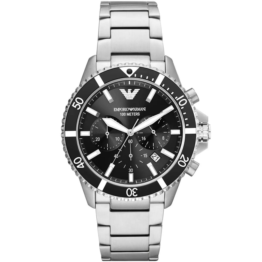 Emporio Armani AR11360 Men's Diver Style Silver & Black Watch - SJR London Timepiece