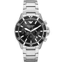 Emporio Armani AR11360 Men's Diver Style Silver & Black Watch - SJR London Timepiece