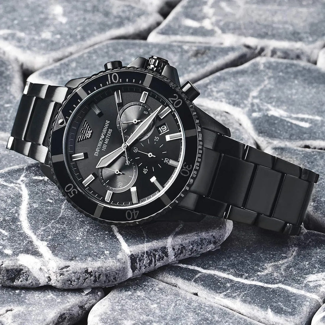Emporio Armani AR11363 Men's Diver Style All Black Watch - SJR London Timepiece