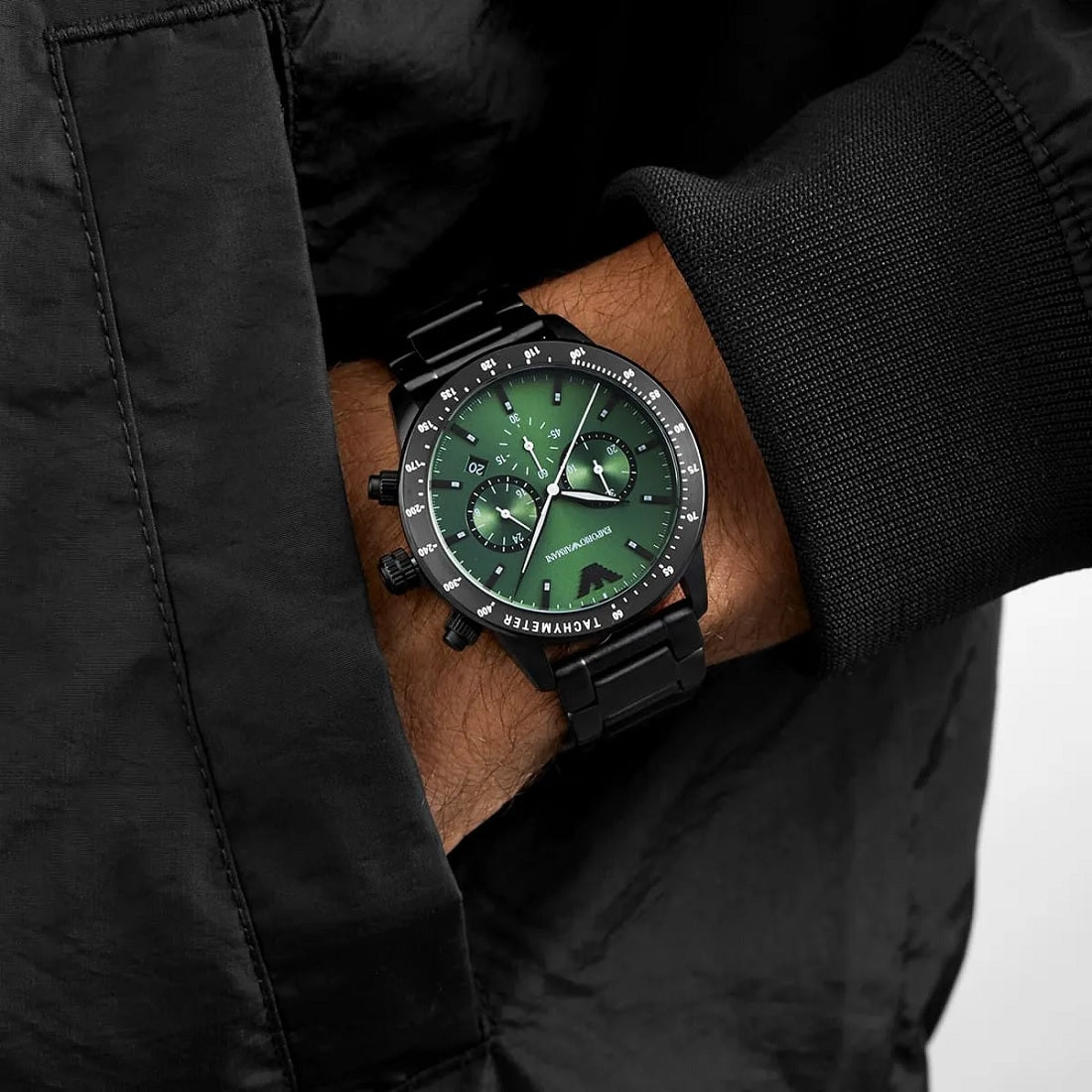 Emporio Armani AR11472 Mario Men's Black & Green Watch - SJR London Timepiece