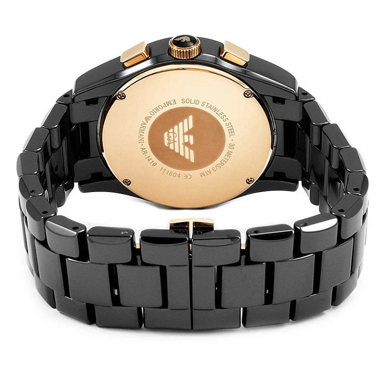 Emporio Armani AR1410 Valente Ceramic Men's Black & Rose Gold Watch - SJR London Timepiece