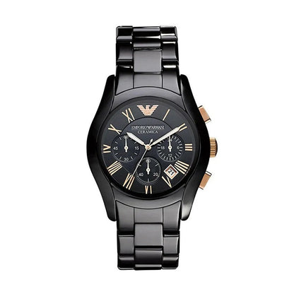 Emporio Armani AR1410 Valente Ceramic Men's Black & Rose Gold Watch - SJR London Timepiece