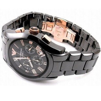 Emporio Armani AR1410 Valente Ceramic Men's Black & Rose Gold Watch - SJR London Timepiece
