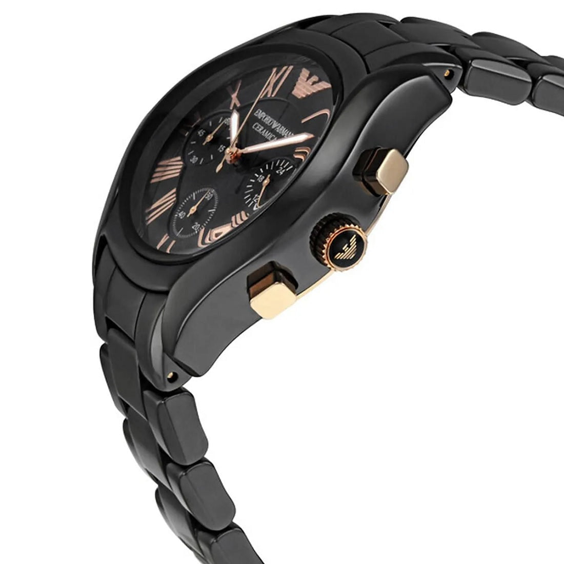Emporio Armani AR1411 Ceramica Women's Black & Rose Gold Watch - SJR London Timepiece