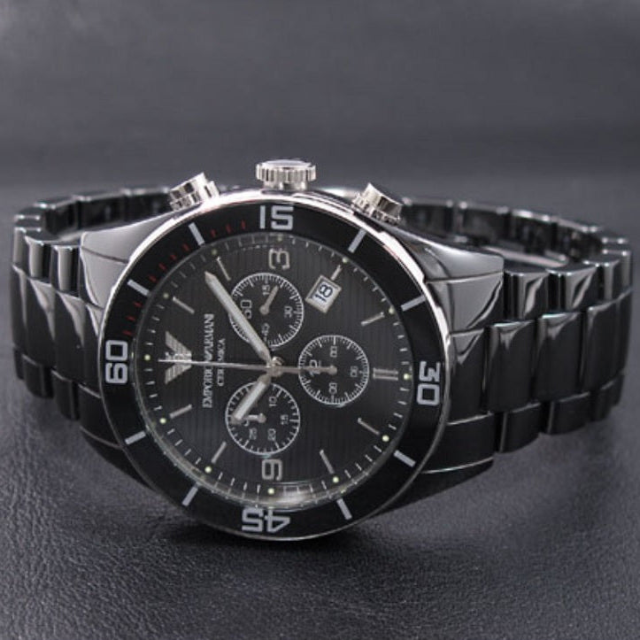 Emporio Armani AR1421 Leo Men's Black Ceramic Watch - SJR London Timepiece
