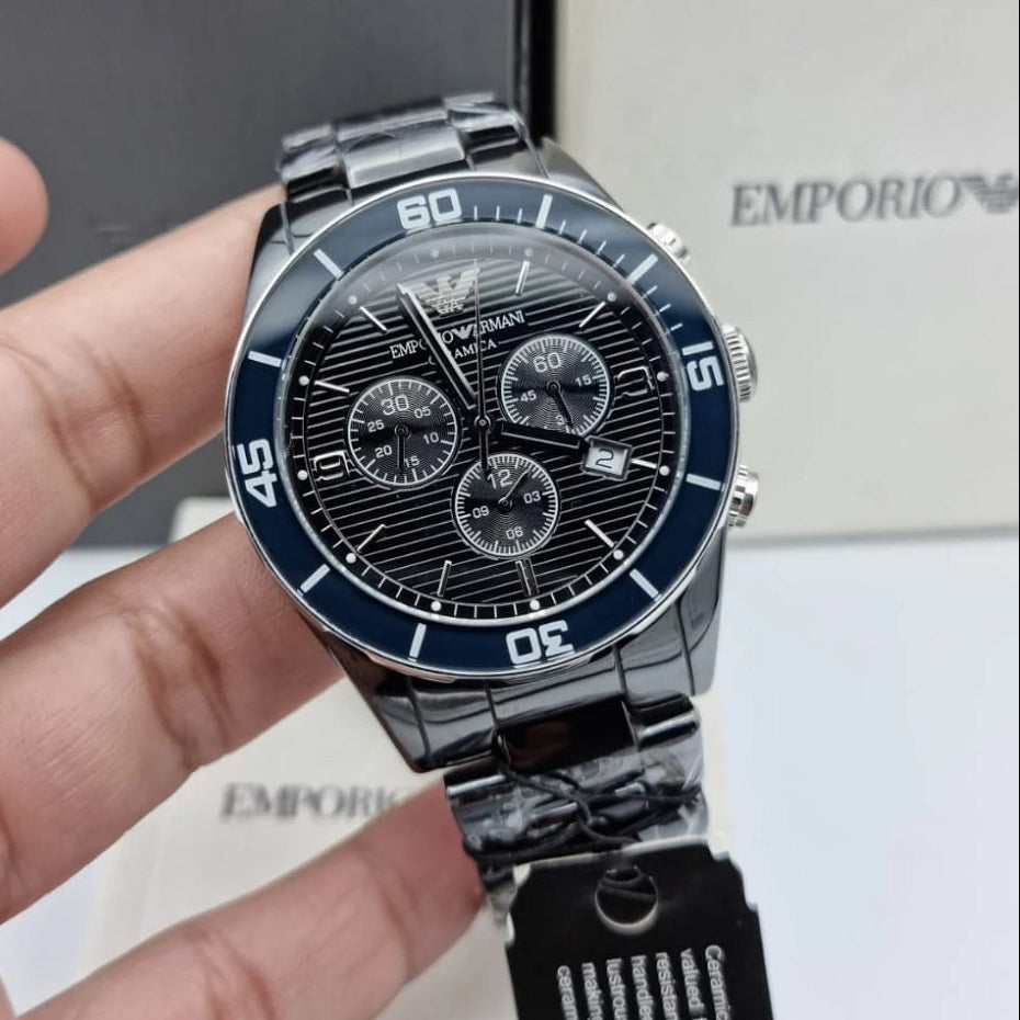 Emporio Armani AR1421 Leo Men's Black Ceramic Watch - SJR London Timepiece